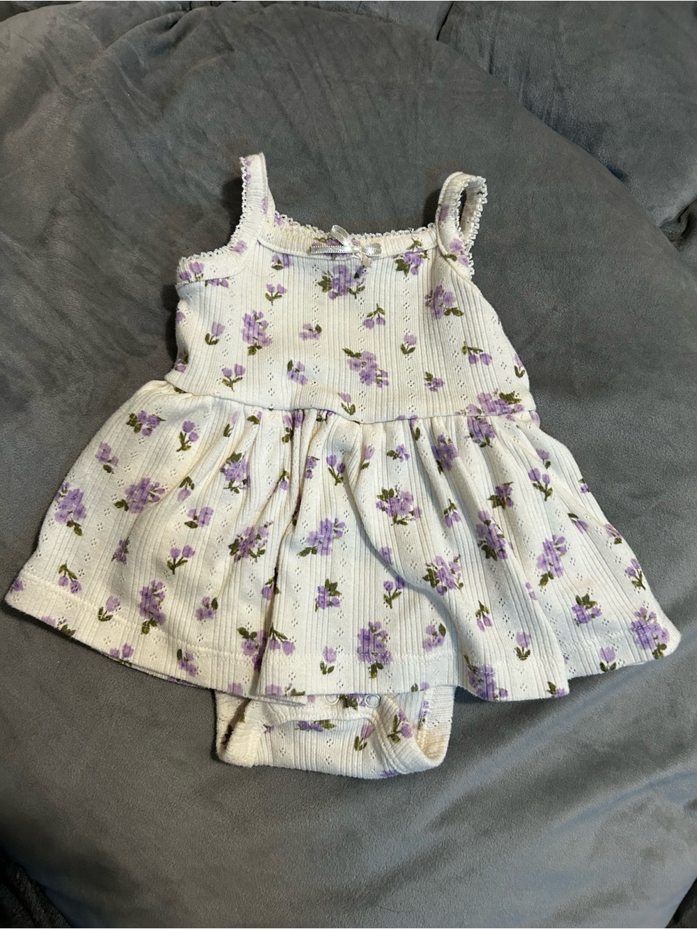 Old Navy Cream Dress with Lavender Floral Print